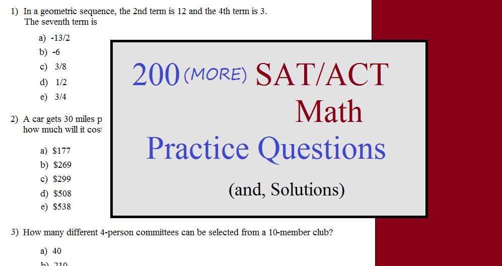 200 more sat act math questions