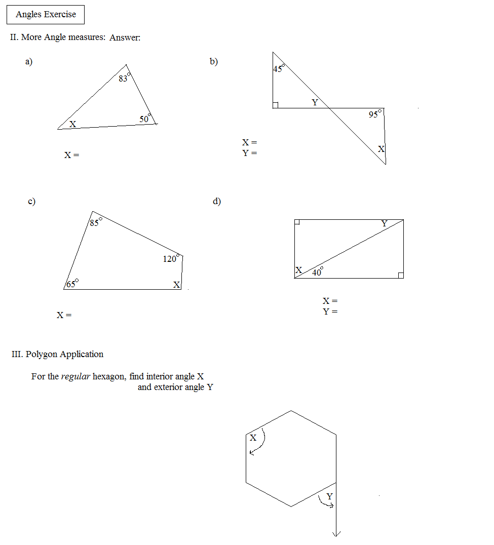 angles and triangles exercise 2