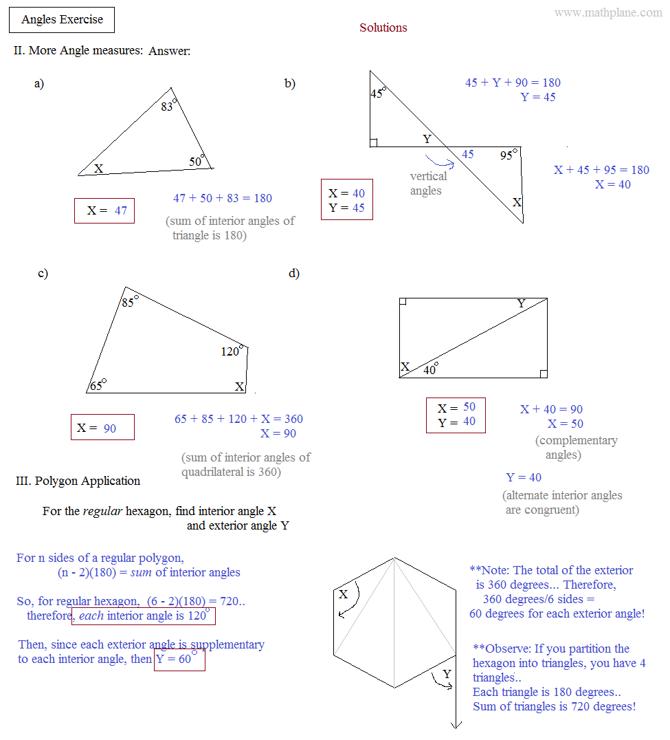 angles and triangles exercise 2 solutions