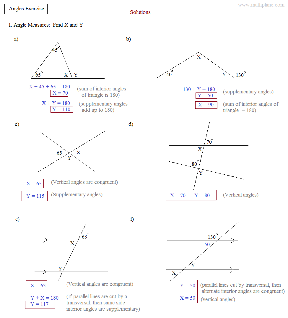 angles and triangles exercise solutions